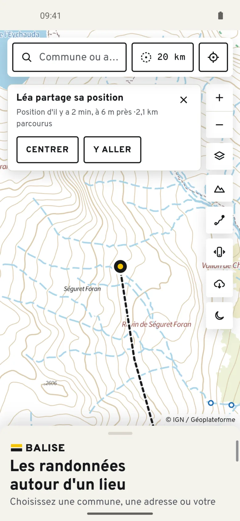 Page de suivi : Léa partage sa position